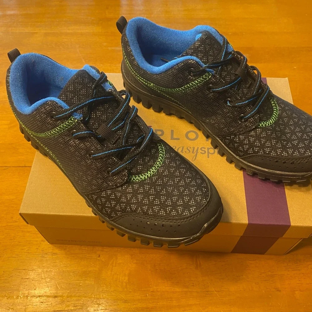 Catherines‎ Walking Sneakers Womens 8.5W Black Blue New Mesh Athletic Shoes